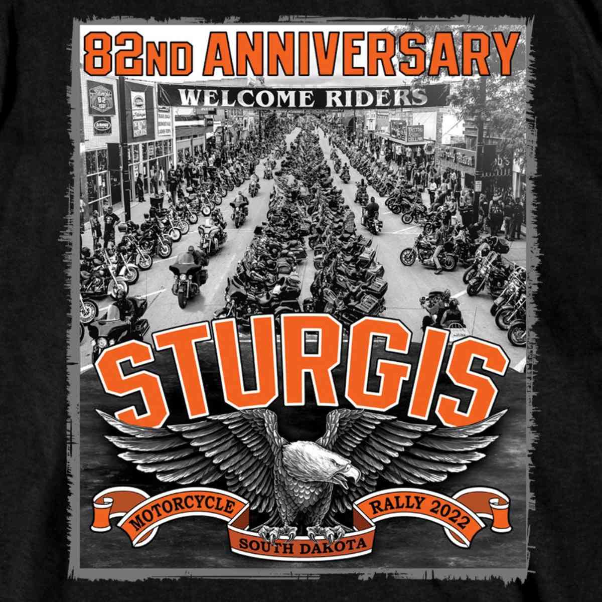 2022 Sturgis Motorcycle Rally SPB1021 Men’s Main Street Photo Black T Shirt