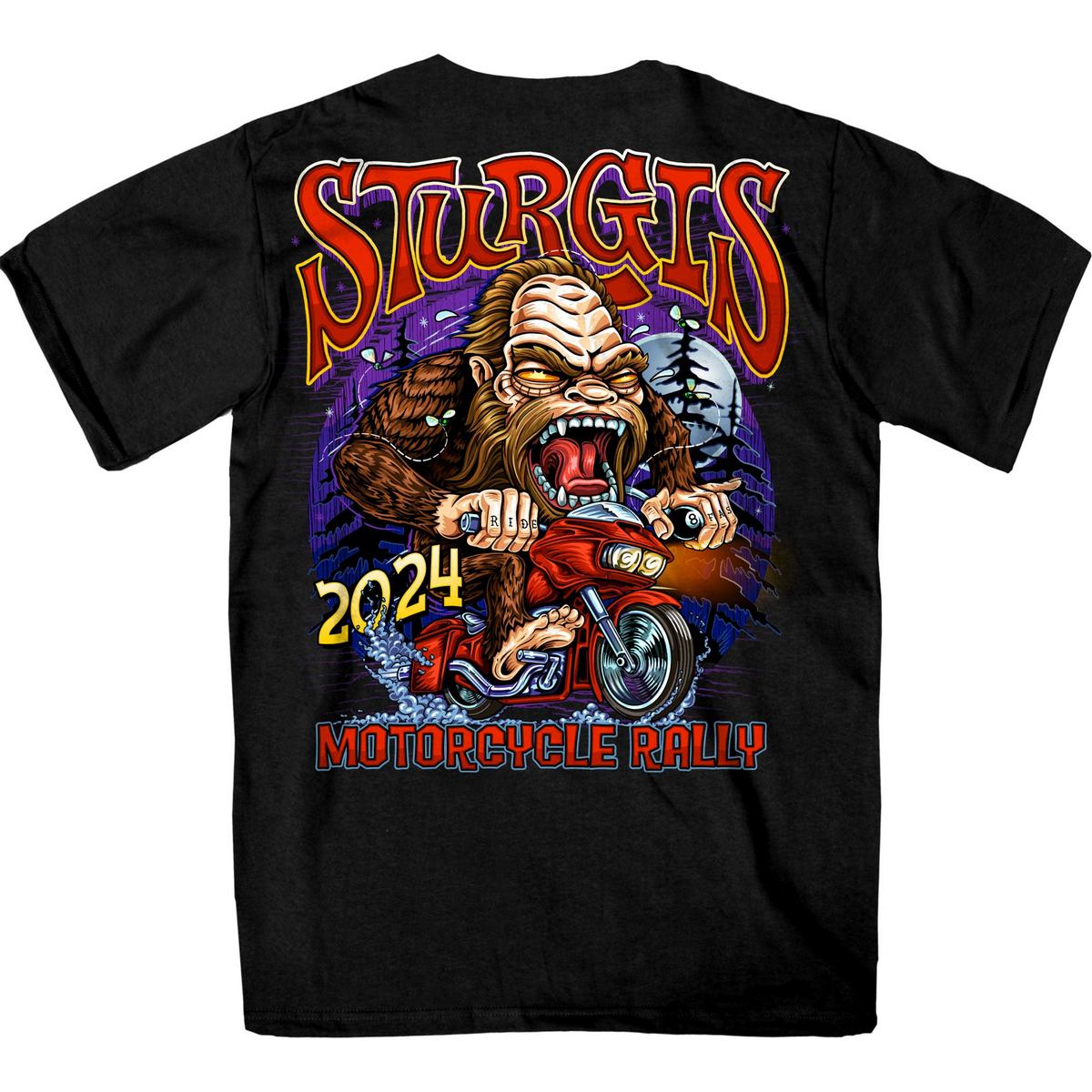 2024 Sturgis Men's Bigfoot Black Motorcycle Rally Tee Shirt SPB1111