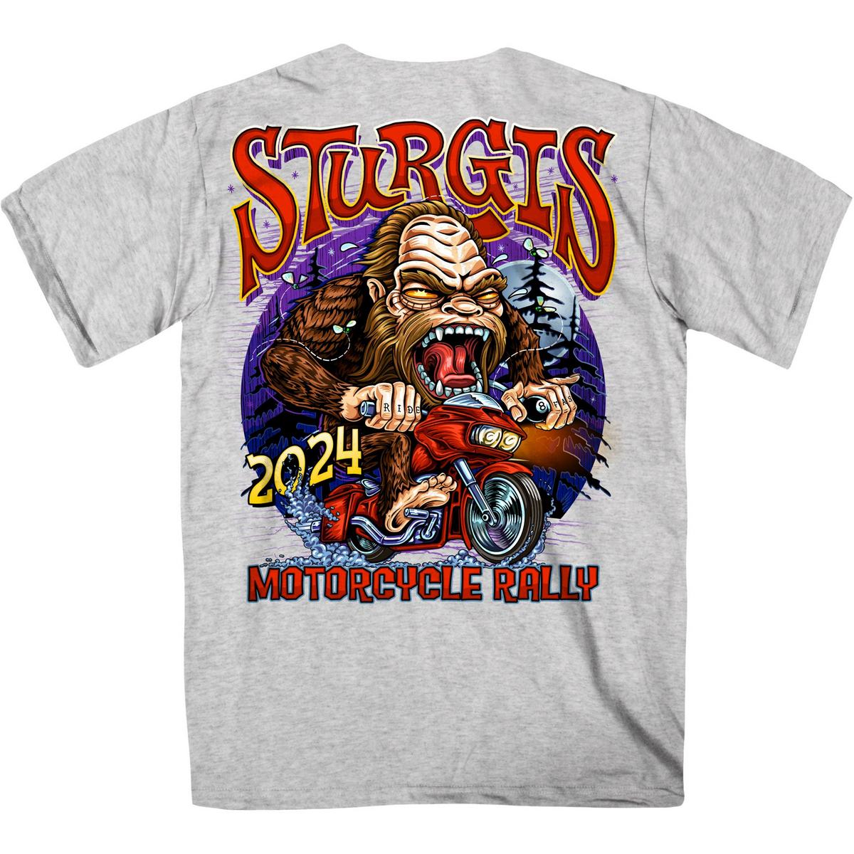 2024 Sturgis Men's Bigfoot Ash Motorcycle Rally Tee Shirt SPB1113