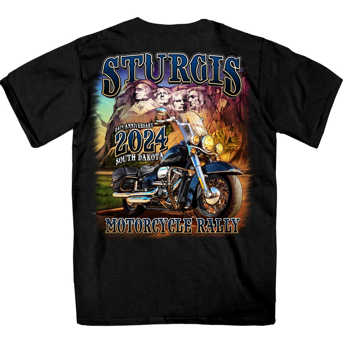 2024 Sturgis Men's Rushmore Black Motorcycle Rally Tee Shirt SPB1131
