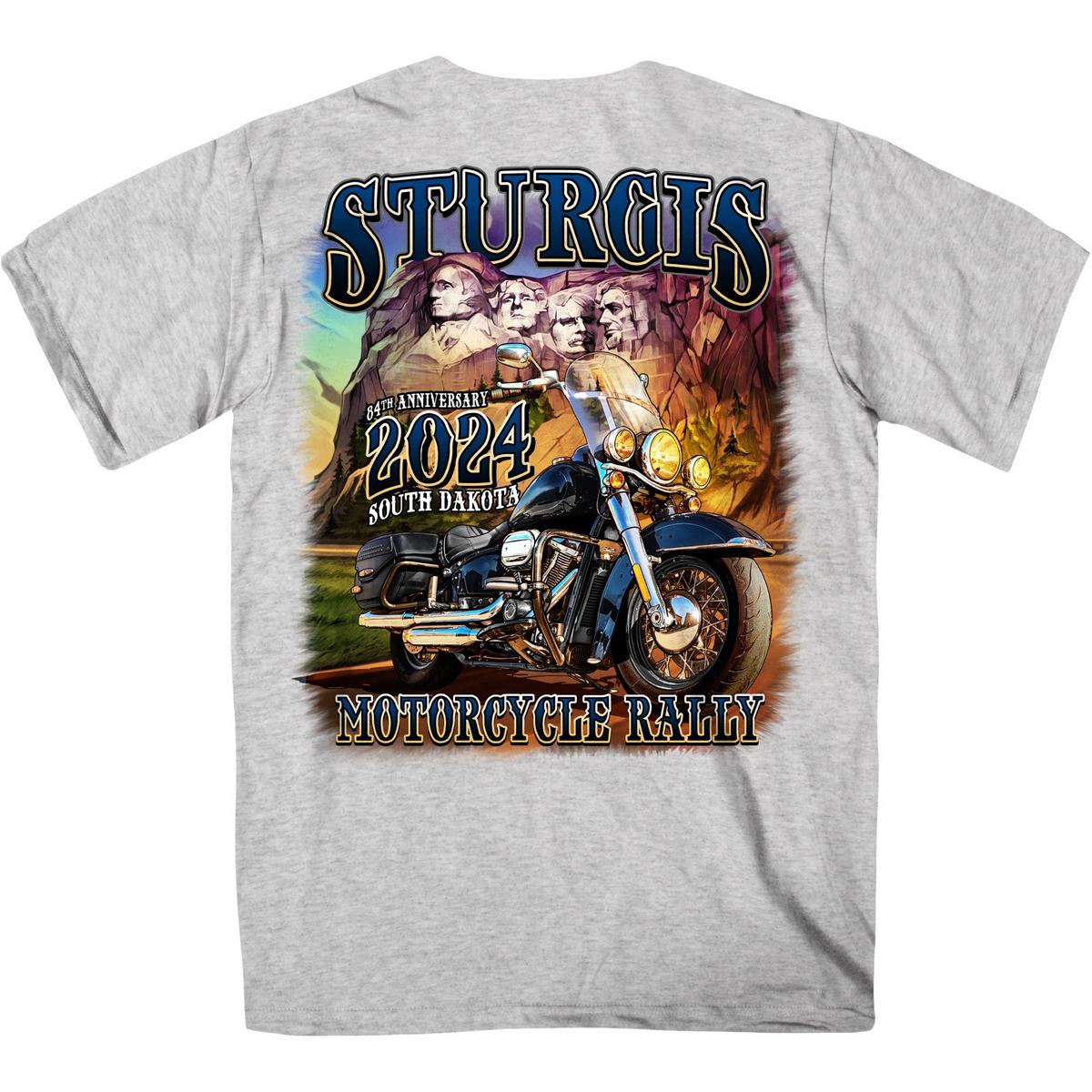 2024 Sturgis Men's Rushmore Ash Motorcycle Rally Tee Shirt SPB1134