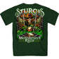 2024 Sturgis #1 Men's Design Eagle & Skull Green Motorcycle Rally Tee Shirt SPB1138