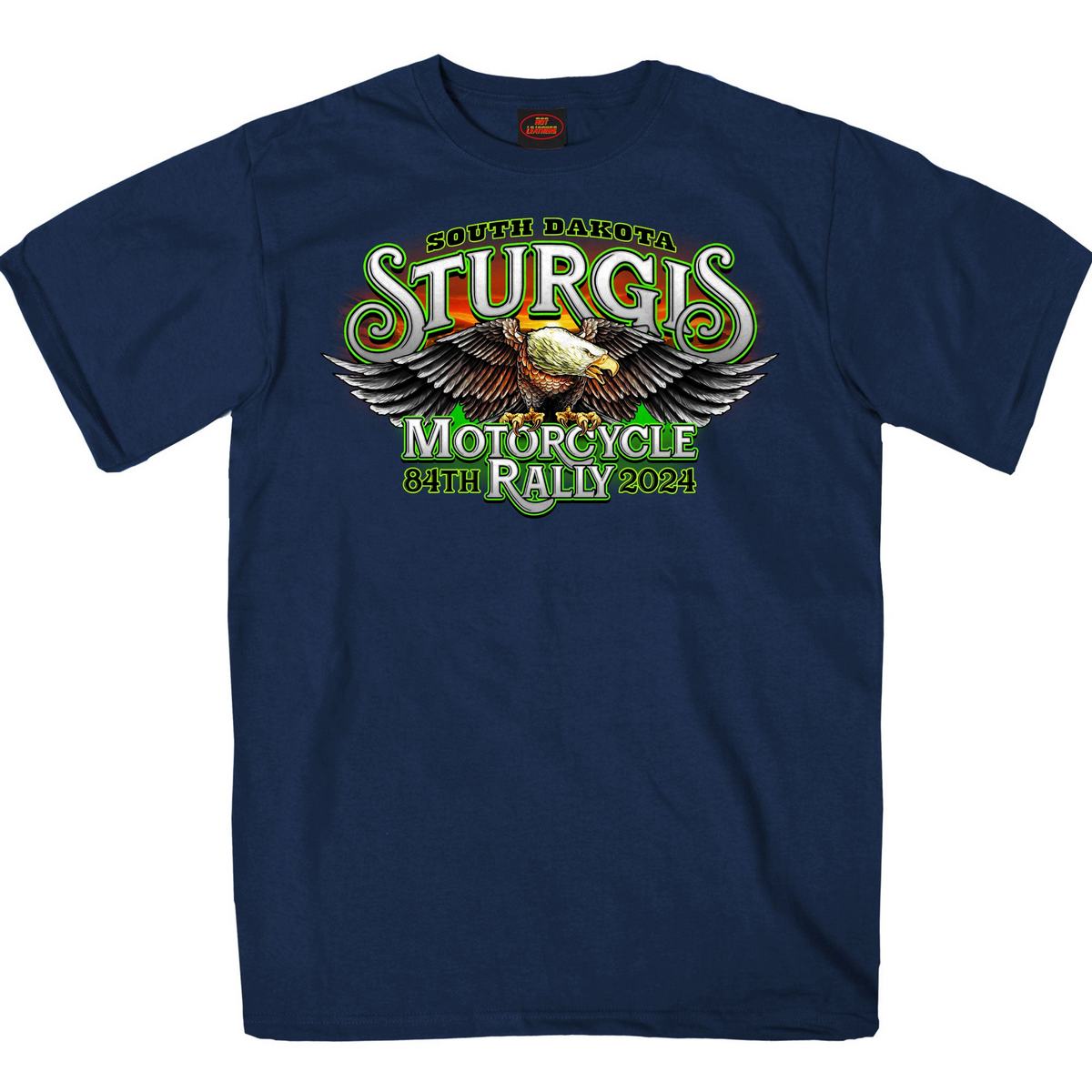 2024 Sturgis #1 Men's Design Eagle & Skull Navy Motorcycle Rally Tee Shirt SPB1139