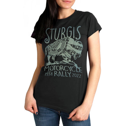 2022 Sturgis Motorcycle Rally SPL1789 Ladies Black Buffalo T Shirt