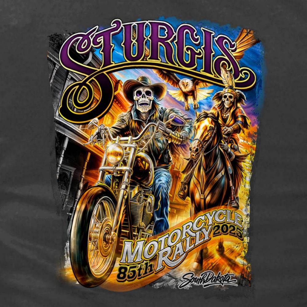 2025 Sturgis Women's Motorcycle Rally #1 Ghost Rider Charcoal Ladies T-Shirt