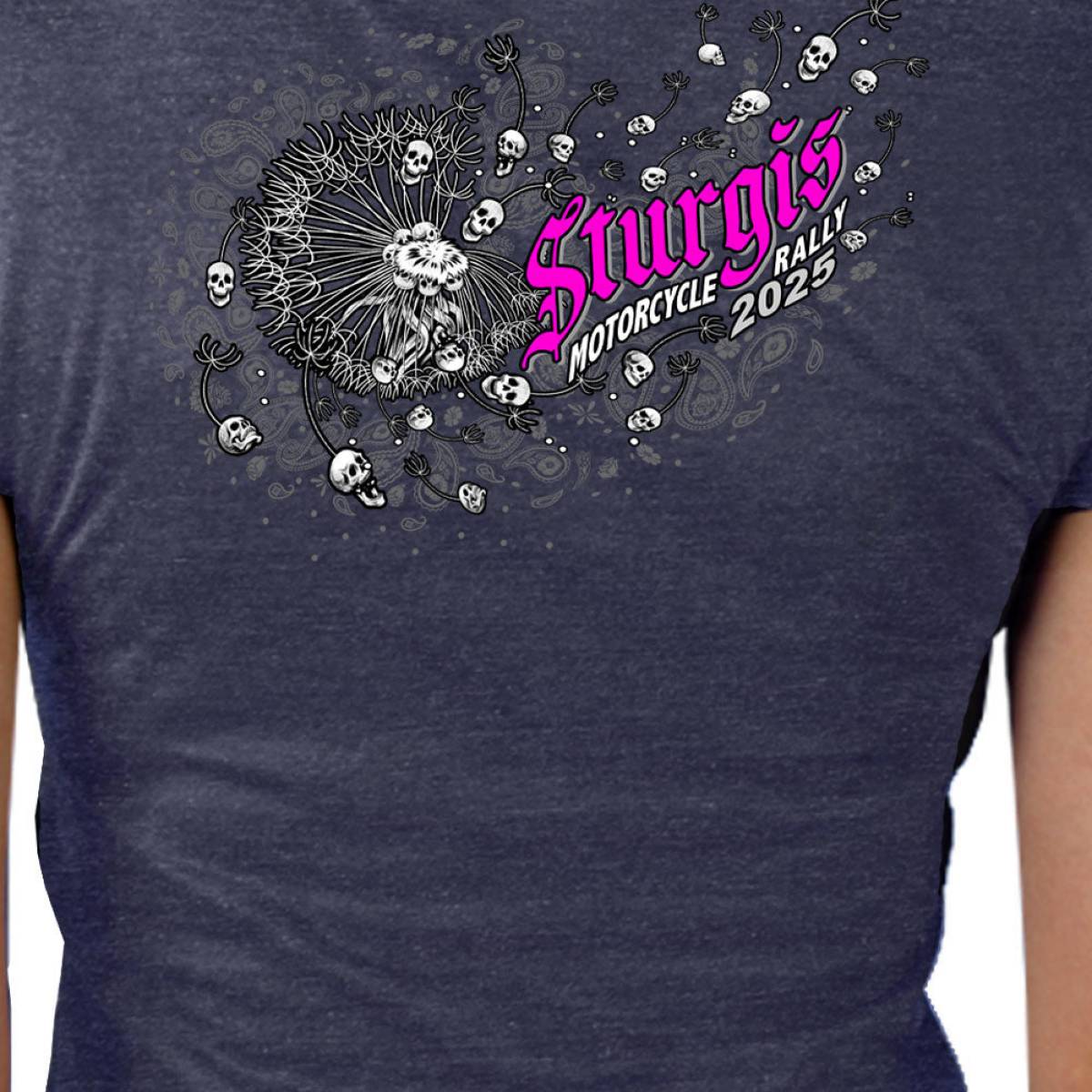 2025 Sturgis Women's Motorcycle Rally Dandelion Heather Navy Ladies T-Shirt