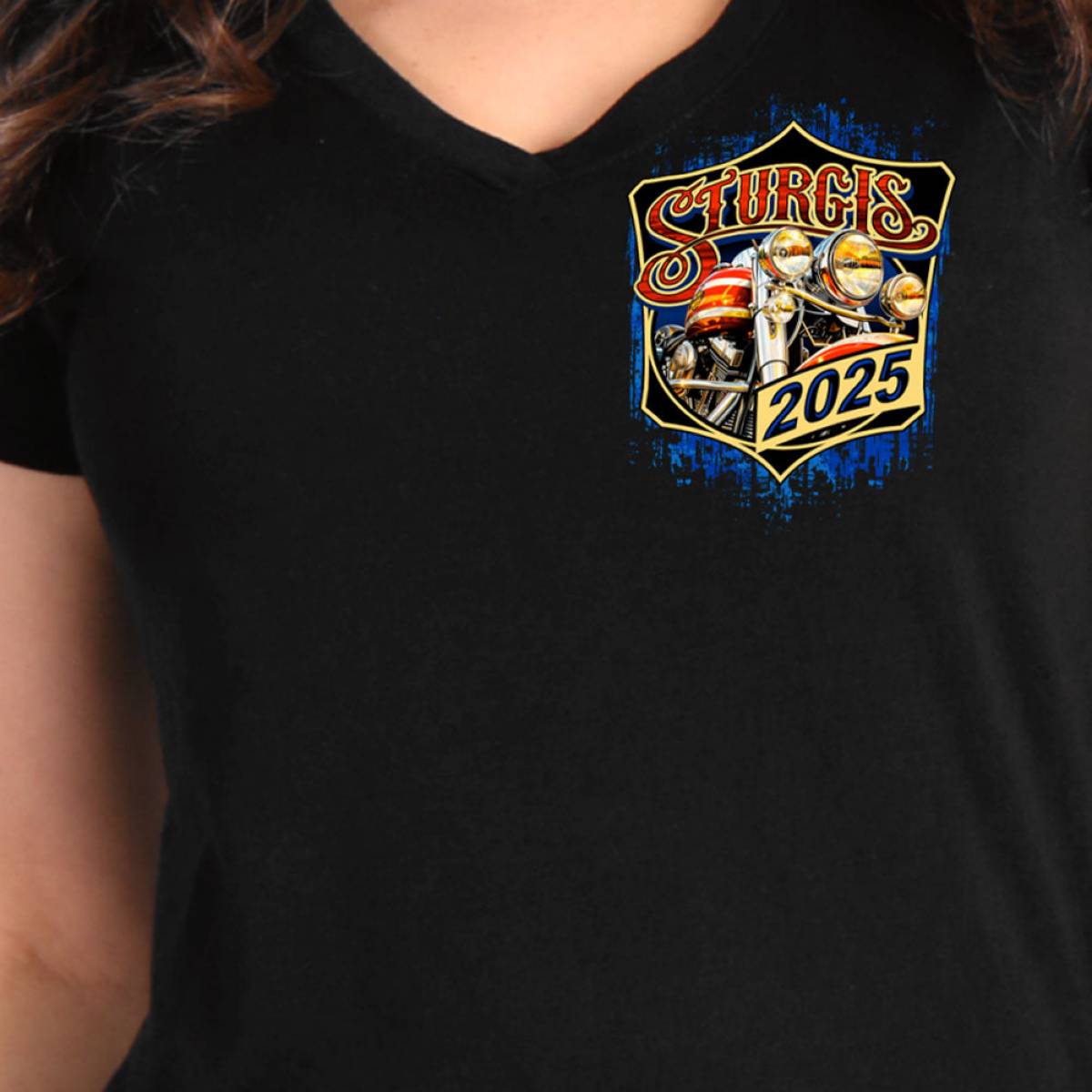 2025 Sturgis Women's Motorcycle Rally Rushmore Black Ladies T-Shirt