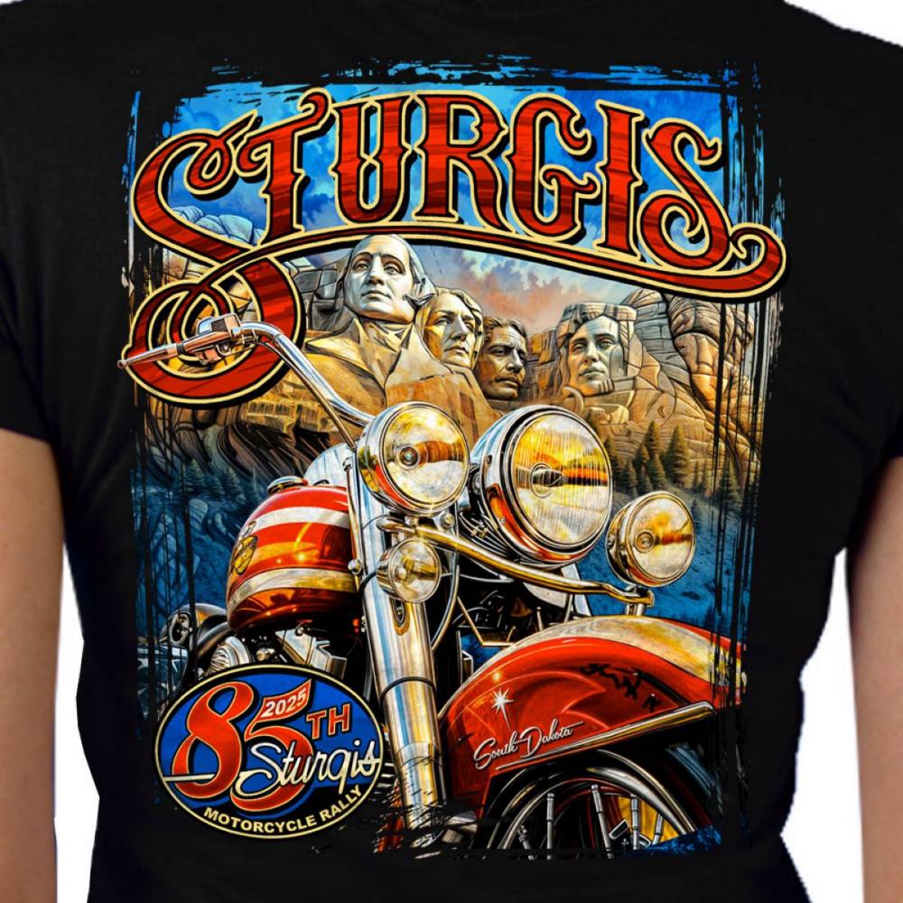 2025 Sturgis Women's Motorcycle Rally Rushmore Black Ladies T-Shirt