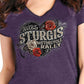 2025 Sturgis Women's Motorcycle Rally Leather Wings Purple Ladies T-Shirt