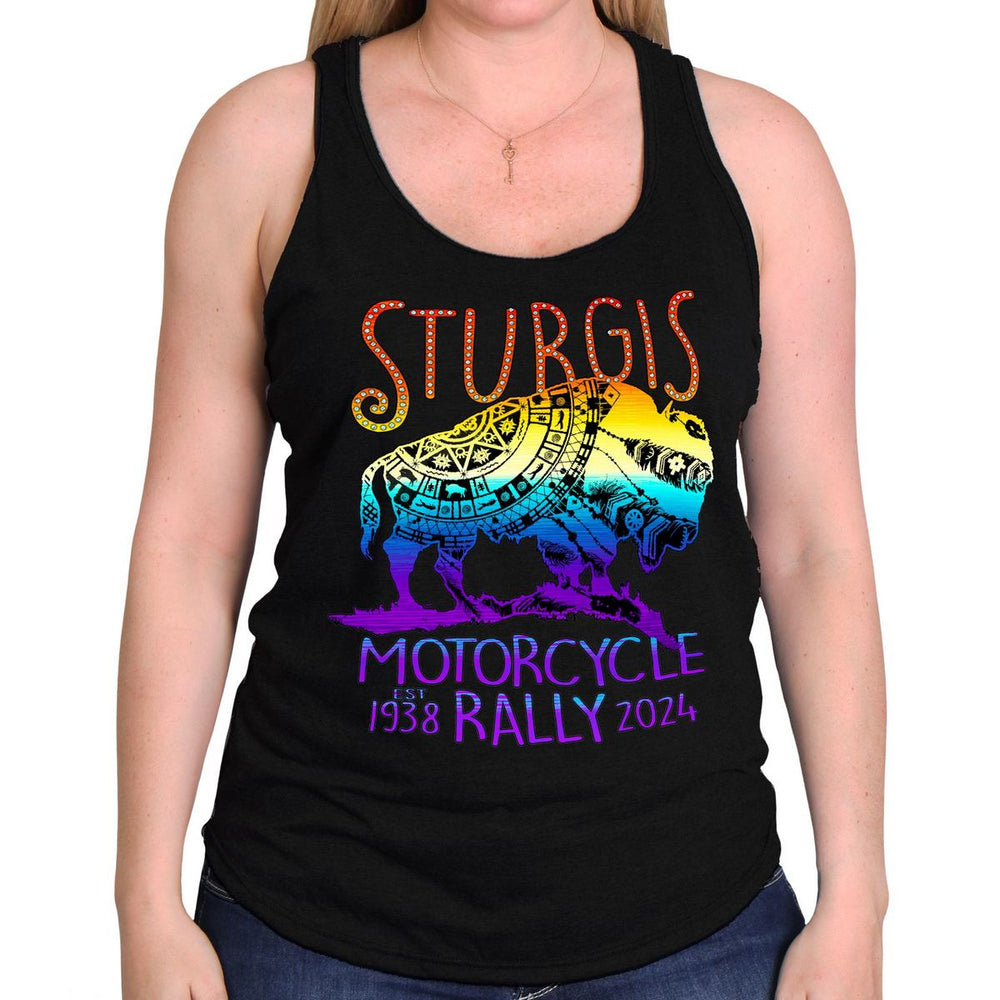 2024 Sturgis Women's Black Buffalo Motorcycle Rally Tank Top SPL2869