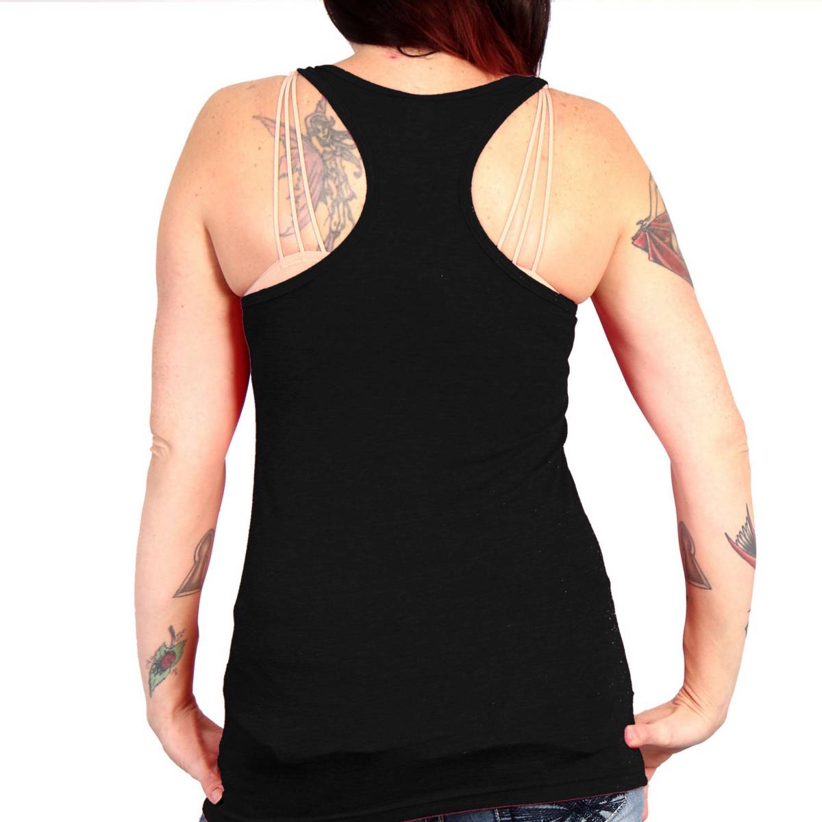 2025 Sturgis Women's Motorcycle Rally Studded Flag Rose Black Ladies Tank Top