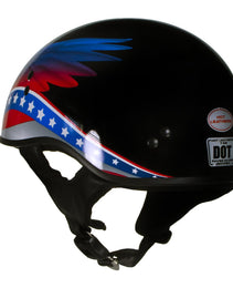 Hot Leathers HLT68 Eagle Wings Black Advanced DOT Approved Motorcycle Skull Cap Half Helmet