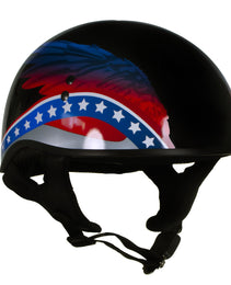 Hot Leathers HLT68 Eagle Wings Black Advanced DOT Approved Motorcycle Skull Cap Half Helmet for Men and Women
