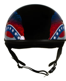 Hot Leathers HLT68 Eagle Wings Black Advanced DOT Approved Motorcycle Skull Cap Half Helmet