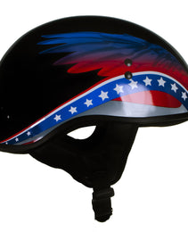 Hot Leathers HLT68 Eagle Wings Black Advanced DOT Approved Motorcycle Skull Cap Half Helmet