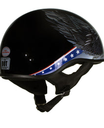 Hot Leathers HLT68 Eagle Black Advanced DOT Approved Motorcycle Skull Cap Half Helmet Biker