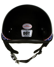 Hot Leathers HLT68 Eagle Black Advanced DOT Approved Motorcycle Skull Cap Half Helmet Biker