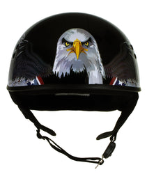 Hot Leathers HLT68 Eagle Black Advanced DOT Approved Motorcycle Skull Cap Half Helmet Biker
