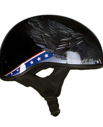 Hot Leathers HLT68 Eagle Black Advanced DOT Approved Motorcycle Skull Cap Half Helmet Biker