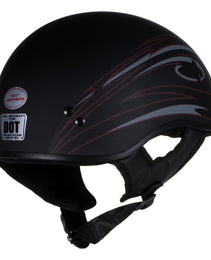 Hot Leathers Tribal Black Motorcycle Skull Cap Half Helmet DOT Approved HLT68