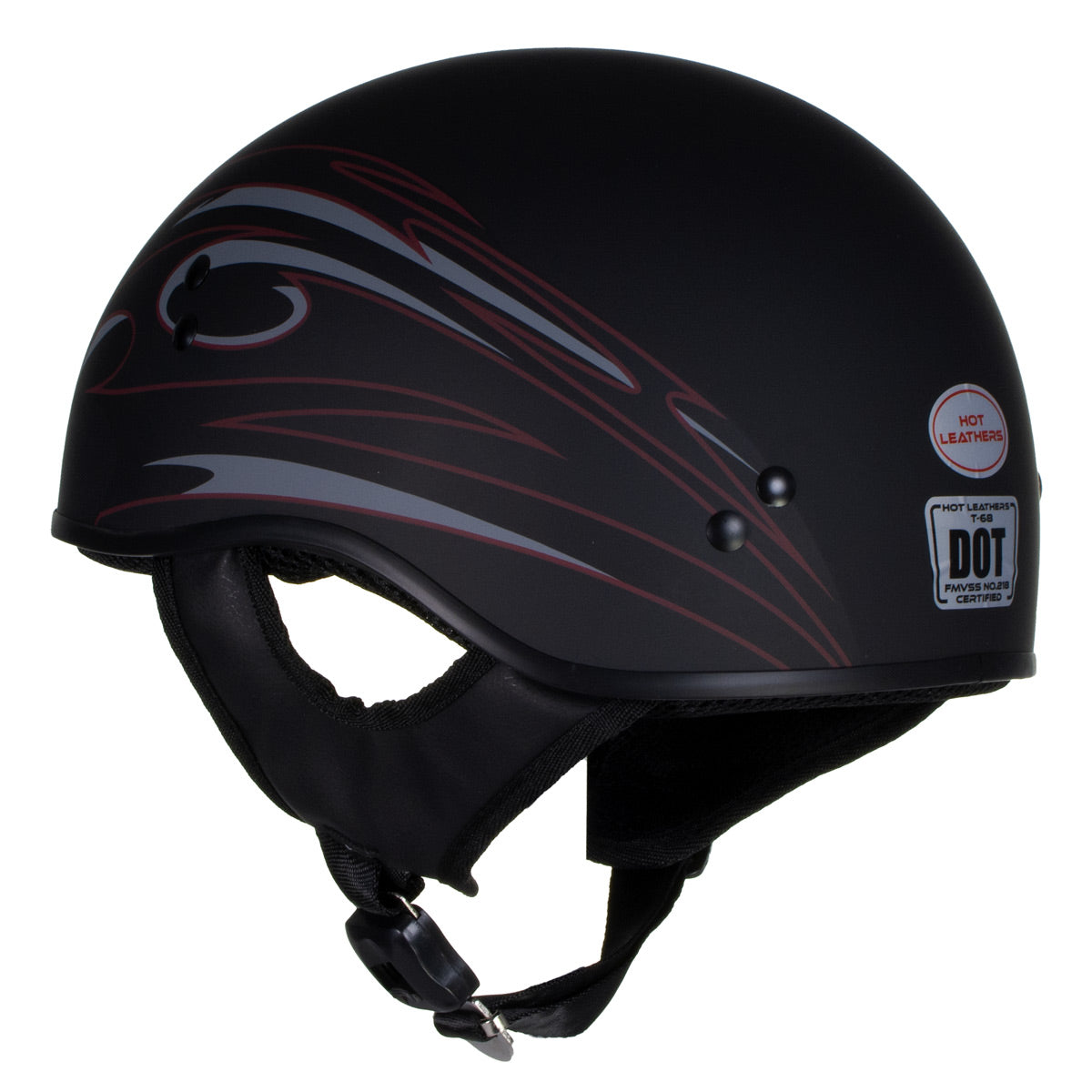Hot Leathers Tribal Black Motorcycle Skull Cap Half Helmet DOT Approved HLT68