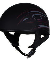Hot Leathers Tribal Black Motorcycle Skull Cap Half Helmet DOT Approved HLT68