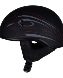 Hot Leathers Tribal Black Motorcycle Skull Cap Half Helmet DOT Approved HLT68
