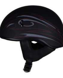 Hot Leathers HLT68 'Tribal Black' Advanced DOT Approved Motorcycle Skull Cap Half Helmet for Men and Women Biker