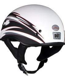 Hot Leathers HLT68 'Tribal White' Advanced DOT Approved Motorcycle Skull Cap Half Helmet for Men and Women Biker