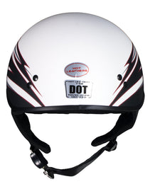 Hot Leathers Tribal White Motorcycle Skull Cap Half Helmet DOT Approved HLT68