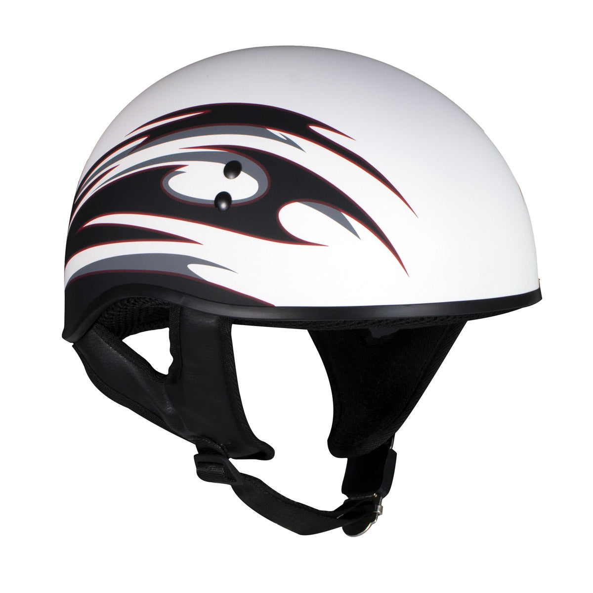 Hot Leathers HLT68 'Tribal White' Advanced DOT Approved Motorcycle Skull Cap Half Helmet for Men and Women Biker