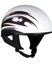 Hot Leathers HLT68 'Tribal White' Advanced DOT Approved Motorcycle Skull Cap Half Helmet for Men and Women Biker