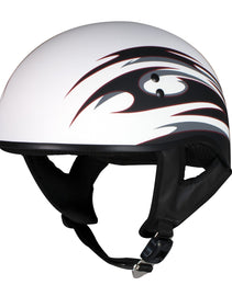 Hot Leathers Tribal White Motorcycle Skull Cap Half Helmet DOT Approved HLT68