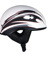 Hot Leathers Tribal White Motorcycle Skull Cap Half Helmet DOT Approved HLT68