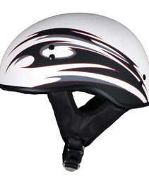 Hot Leathers Tribal White Motorcycle Skull Cap Half Helmet DOT Approved HLT68