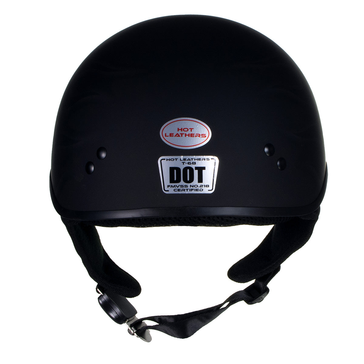 Hot Leathers HLT68 Type-1 Flat Black Flames Motorcycle DOT