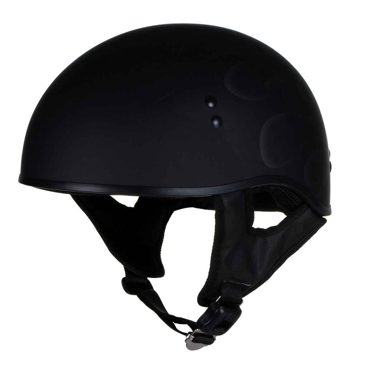 Hot Leathers HLT68 Type-1 Flat Black Flames Motorcycle DOT Approved Skull Cap Half Helmet