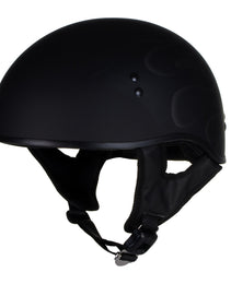 Hot Leathers HLT68 Type-1 Flat Black Flames Motorcycle DOT Approved Skull Cap Half Helmet