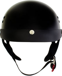 Hot Leathers HLT70 Stealth Glossy Black Motorcycle DOT Skull Cap Classic Half Helmet