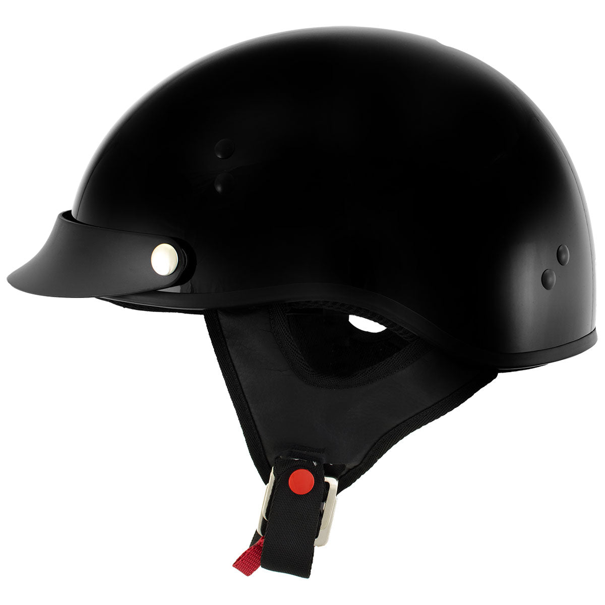 Hot Leathers HLT70 Stealth Glossy Black Motorcycle DOT Skull Cap Classic Half Helmet