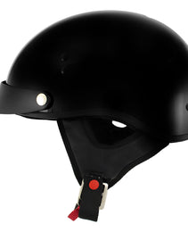 Hot Leathers HLT70 Stealth Glossy Black Motorcycle DOT Skull Cap Classic Half Helmet