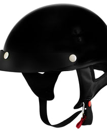 Hot Leathers HLT70 Stealth Glossy Black Motorcycle DOT Skull Cap Classic Half Helmet