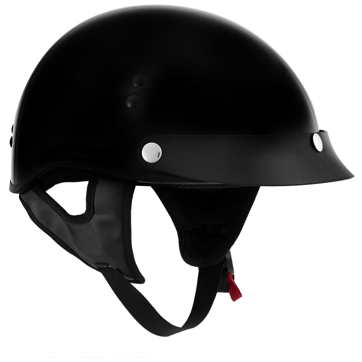 Hot Leathers HLT70 Stealth Glossy Black Motorcycle DOT Skull Cap Classic Half Helmet