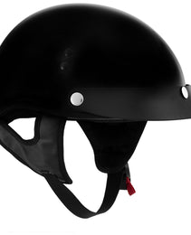 Hot Leathers HLT70 Stealth Glossy Black Motorcycle DOT Skull Cap Classic Half Helmet