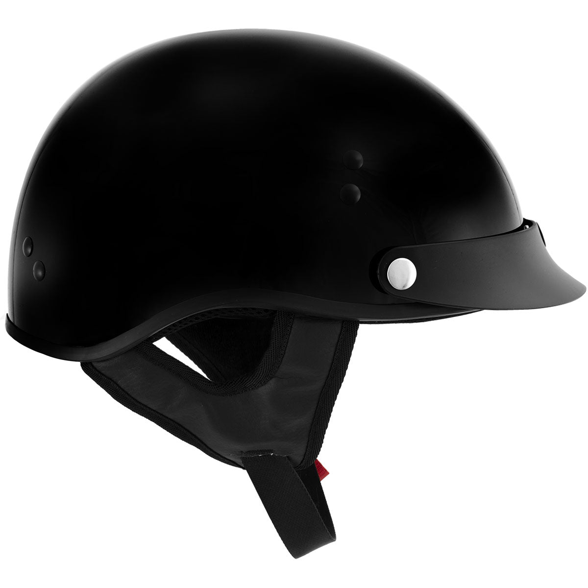 Hot Leathers HLT70 Stealth Glossy Black Motorcycle DOT Skull Cap Classic Half Helmet