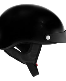 Hot Leathers HLT70 Stealth Glossy Black Motorcycle DOT Skull Cap Classic Half Helmet