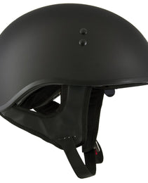 Hot Leathers T72 Black Widow Flat Black Motorcycle Half Helmet Biker w/ Drop Down Visor