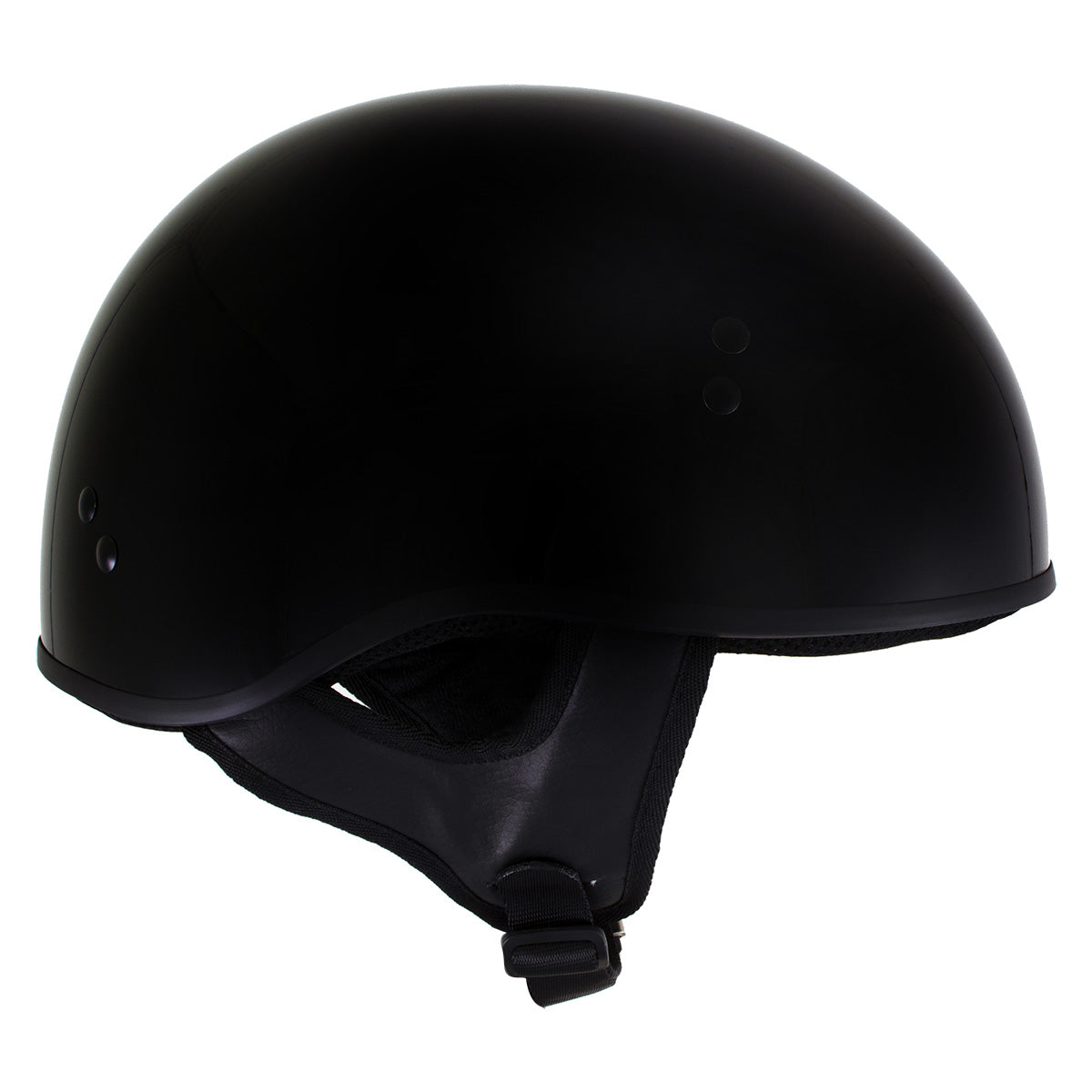 Hot Leathers HLT68 Gloss Black The O.G. Advanced DOT Skull Cap Motorcycle Half Helmet Biker