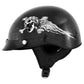 Milwaukee Helmets T70 Freedom Skulls Black Glossy Motorcycle DOT Approved Skull Cap Half Helmet Biker