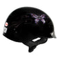 Outlaw T70 'Purple Butterfly' Advanced DOT Glossy Black Motorcycle Half Helmet